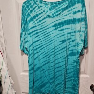 Catherines Aqua Tie-Dye V-Neck Tee